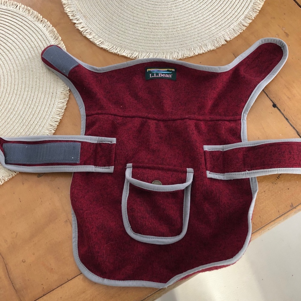 WORN ONCE- small LLbean dog sweater jacket fleece